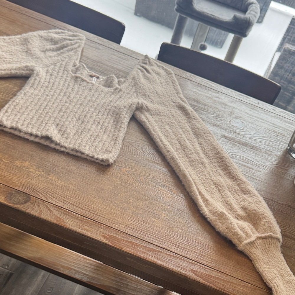 Free People Cream Knit Top
